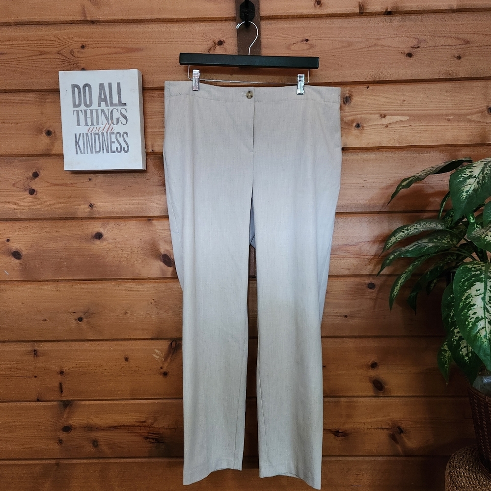 J. Jill‎ Beige Twill Dress Pants Stretch Elastic High Waist Trousers Sz 16 X 30"